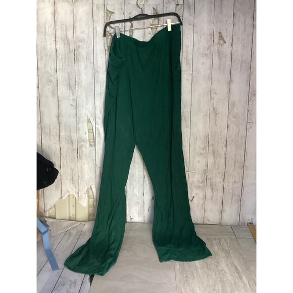 Green High-Waisted Kick Flare Ribbed Pant Cropped Women's Size Small - Picture 2 of 4